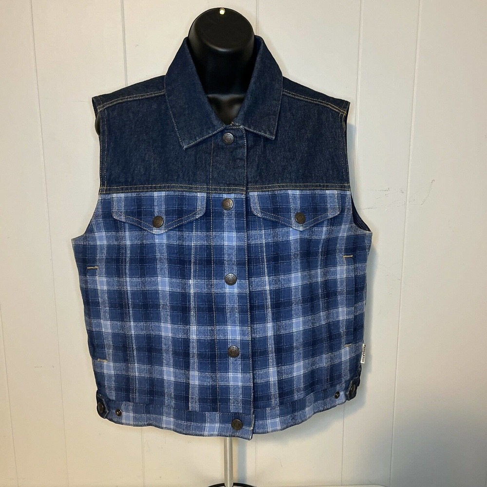 Vintage Pendleton Originals Women's Denim Wool Panel Vest Quilted Lining Size M